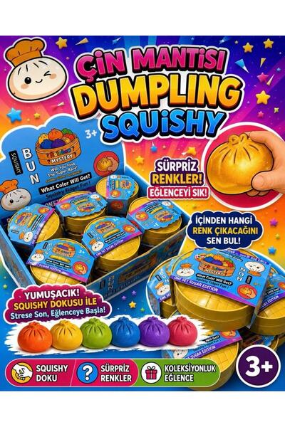 Pofika Çin Mantısı Squishy Büyük Boy Simli Renkli Yumuşak Sukuşi Stres Oyuncağı