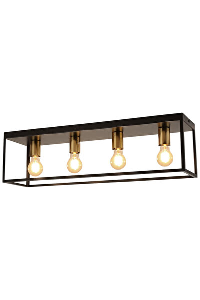 OEM Plafonieră Industrială Vintage cu 4 puncte de iluminare 72x18x20 Negru