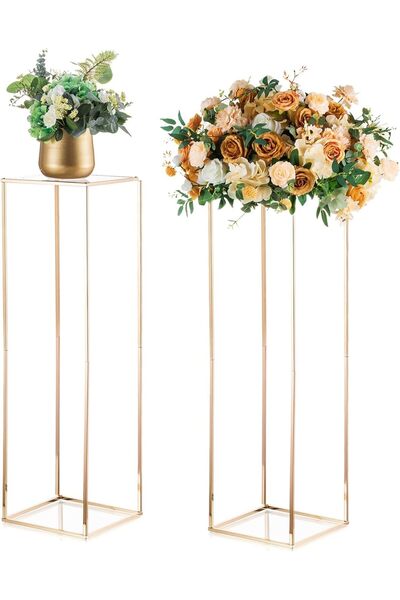 OEM Suport floral Vază geometrică Set de nuntă 2 piese Auriu 100cm