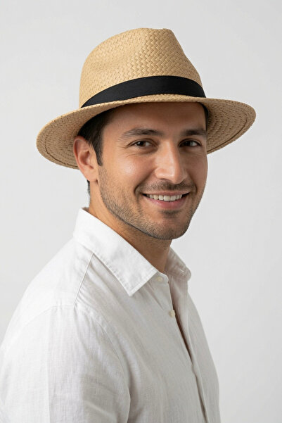 Mollycrush Men's Camel Straw Fedora Hat |   Classic Suit and Casual Style Fed...