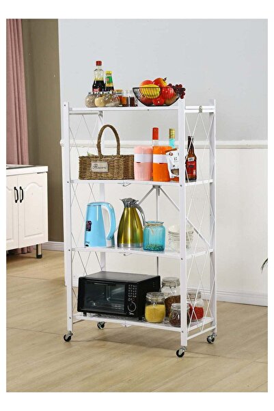 Generic Foldable Metal Storage Rack, 4-Tier Heavy Duty Carbon Steel Shelving ...