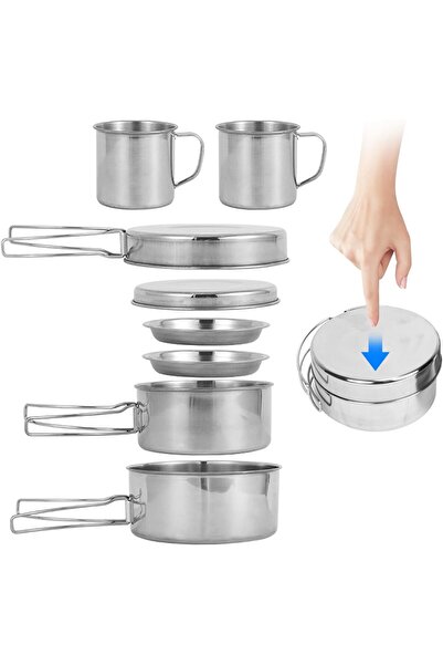 Arabest 8-Piece Camping Cookware Set,Stainless Steel Portable Cooking Pot and...
