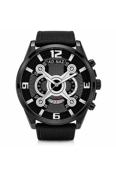Watch Men's watch, textile Belt , Casual, AD.NAZ, Black, CB183