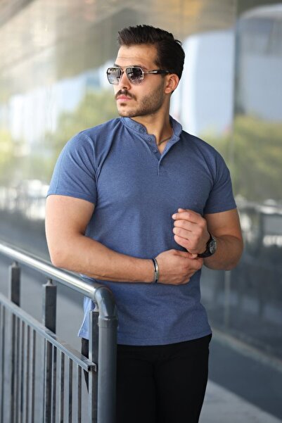 oniks store Men's Judge Collar Woven Cotton Fabric Short Sleeve T-Shirt
