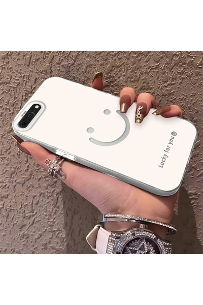 CHICASELUX iPhone 7 Plus/8 Plus Uyumlu Sade yazılı gülen yüz kılıf, ins tarzı...