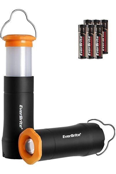 EVERBRITE مجموعة من قطعتين: فانوس صغير ومصباح يدوي 2 في 1، 3 أوضاع، قابل للتك...