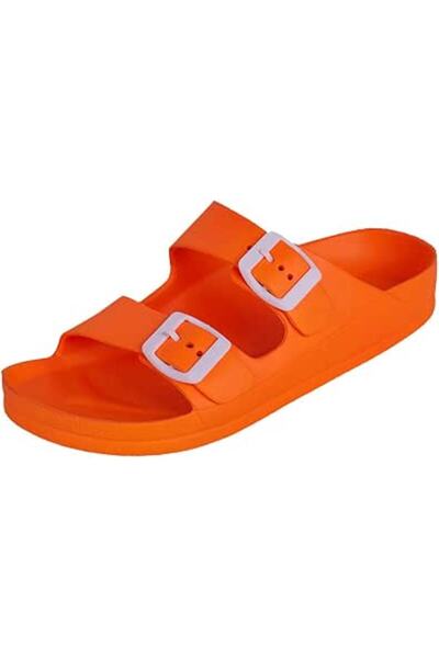 FUNKYMONKEY Women's Comfort Slides Double Buckle Adjustable EVA Flat Sandals ...
