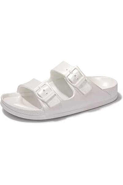 FUNKYMONKEY Women's Comfort Slides Double Buckle Adjustable EVA Flat Sandals ...
