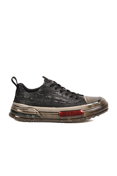 Voyager Pantofi casual din piele naturală cu model crocodil negru pentru bărbați