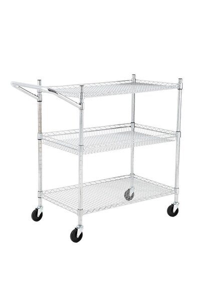 Garvee Heavy Duty 3-Tier Metal Utility Cart for Office – Commercial Rolling S...