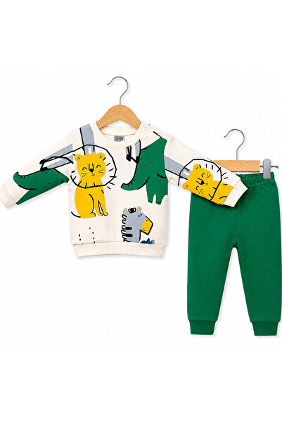 Mou&Kou Cute Animal Printed 100% Cotton Combed Cotton Baby Sweatshirt Pants 2...
