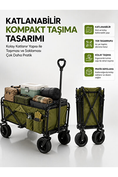 Lisinya 130 KG Taşıma Kapasiteli Katlanabilir Wagon Taşıma Arabası -