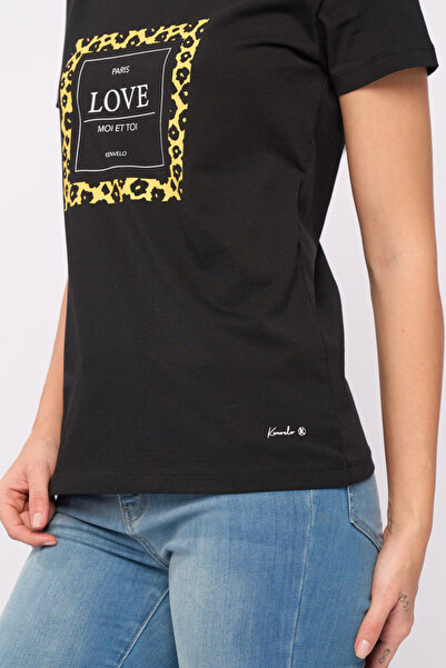 Kenvelo - Tricou dama din bumbac cu imprimeu text