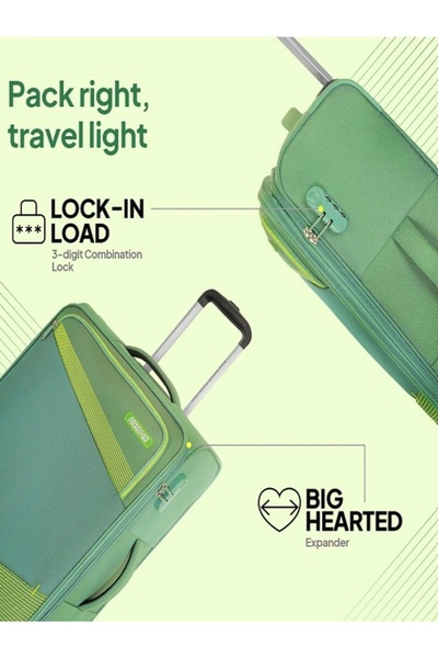 American Tourister حقيبة سفر ميستيك قابلة للتوسيع 58 سم باللون الأخضر الحار - حقيبة سفر صغيرة الحجم مع عجلات سلسة وقفل أمان TSA