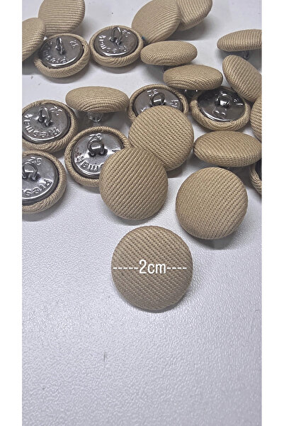 Zümrüdüanka Handmade Krem rengi kumaş kaplamalı kancalı metal düğme