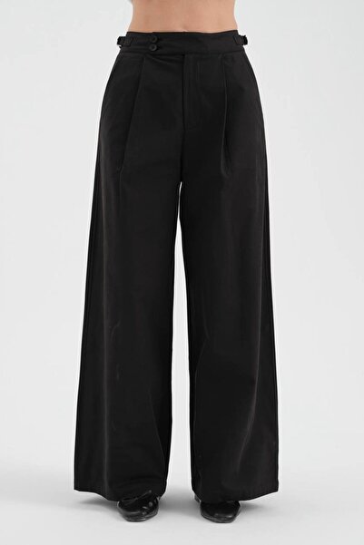 tw3 Women's Pleated Front Belt with Metal Buckle Detailed Design Trousers