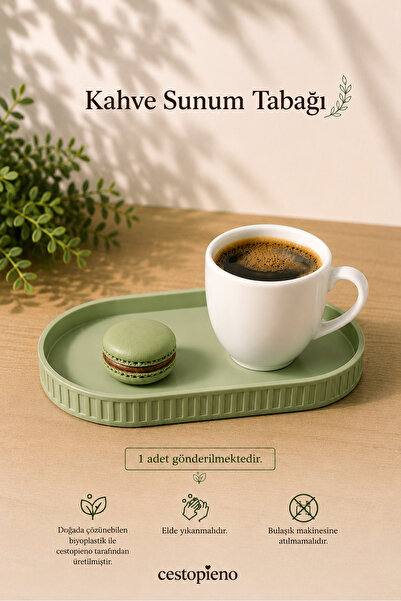 CESTOPİENO Coffee Presentation Plate Oval Serving Tray |   Eco-Friendly Biopl...