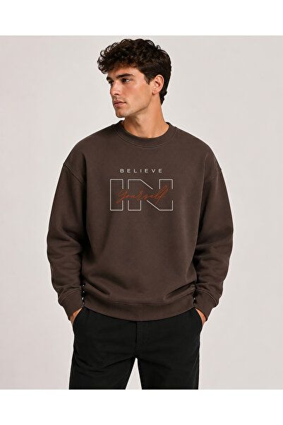 herkesemoda Believe Printed Crew Neck 2 Thread Sweatshirt