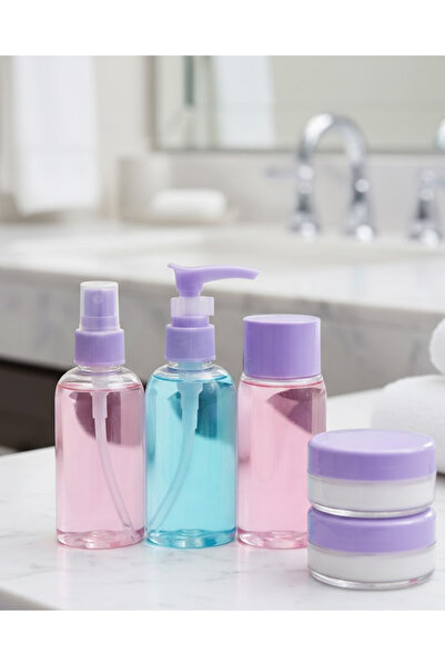BŞK VİRGO Portable 5-Piece Travel Bathroom Set Transparent Cosmetic Containers
