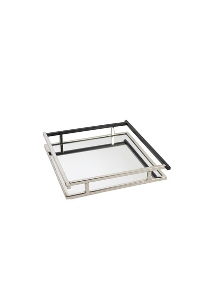 Mikasa Moor Silver Matte Black Mirrored Tray 33X30X5Cm