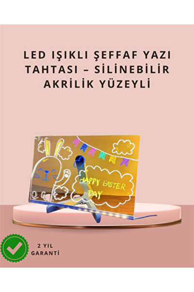 BŞK VİRGO LED Işıklı Şeffaf Yazı Tahtası – Neon Etkili Akrilik Pano, Silinebi...