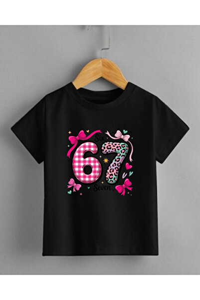 haha Six Seven Printed T-Shirt for Girls