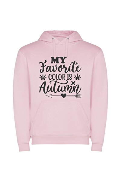 iLovePrints Autumn's Happy Favorite Quotes Φούτερ με κουκούλα σε χρώμα Ροζ