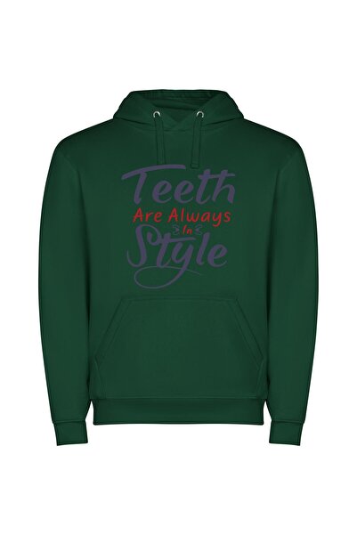 iLovePrints Charming Smiles: Timeless Style Φούτερ με κουκούλα σε χρώμα Πράσινο