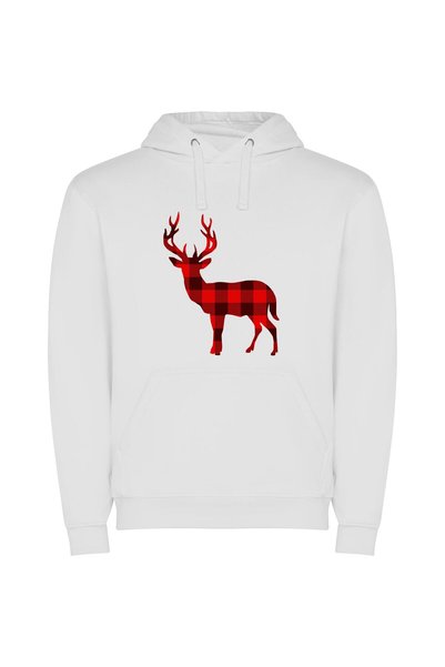 iLovePrints Plaid Deer Silhouette: Chic & Elegant Φούτερ με κουκούλα σε χρώμα...