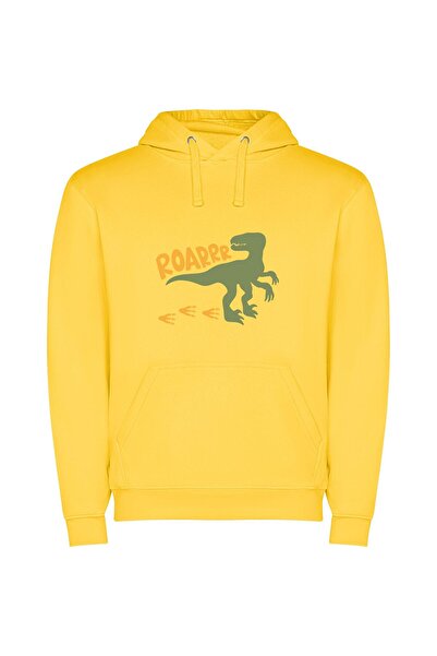 iLovePrints Rex's Roaring Raptor Φούτερ με κουκούλα σε χρώμα Κίτρινο