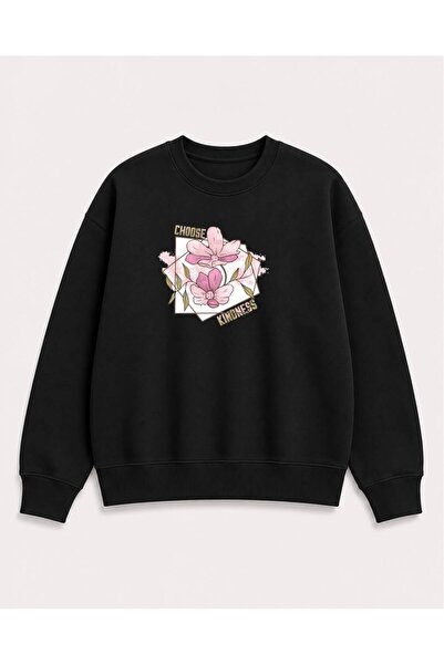 herkesemoda Alege hanoracul cu guler rotund, cu imprimeu floral, din 2 fire, ...