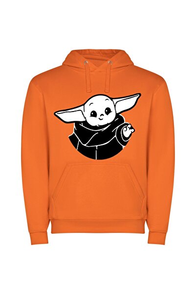 iLovePrints Kawaii Baby Yoda Icon Φούτερ με κουκούλα σε χρώμα Πορτοκαλί