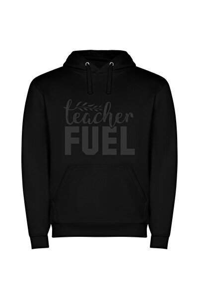 iLovePrints Teacher Fuel: Inspiring Education Φούτερ με κουκούλα σε χρώμα Μαύρο