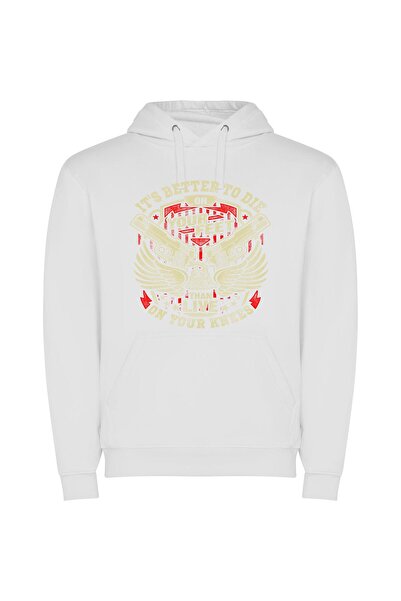 iLovePrints Defiant Freedom: Detailed Militia Φούτερ με κουκούλα σε χρώμα Λευκό