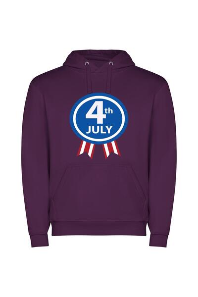 iLovePrints Ribboned Independence Badge Φούτερ με κουκούλα σε χρώμα Μωβ