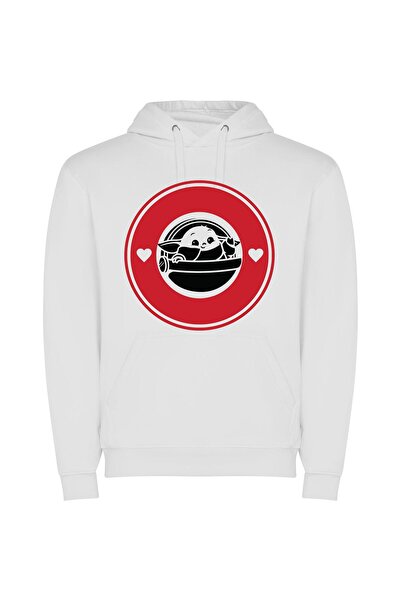 iLovePrints Black and White Cutie Φούτερ με κουκούλα σε χρώμα Λευκό