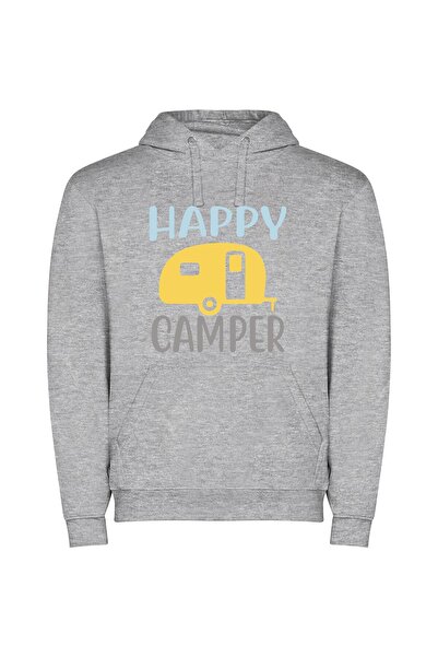 iLovePrints Cheerful Camper Mobile Φούτερ με κουκούλα σε χρώμα Γκρι