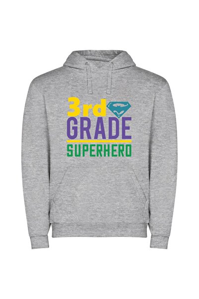 iLovePrints Grade Three Superpower Φούτερ με κουκούλα σε χρώμα Γκρι