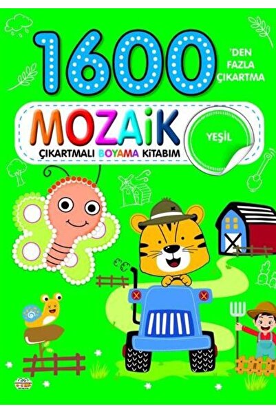 0-6 Yaş Yayınları 1600 كتاب تلويني مع ملصقات فسيفساء الكتاب الأخضر