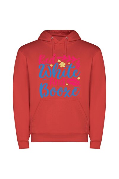 iLovePrints Colorful Booze Fusion Φούτερ με κουκούλα σε χρώμα Κόκκινο