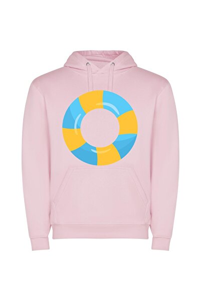 iLovePrints Round Aqua Haven Φούτερ με κουκούλα σε χρώμα Ροζ