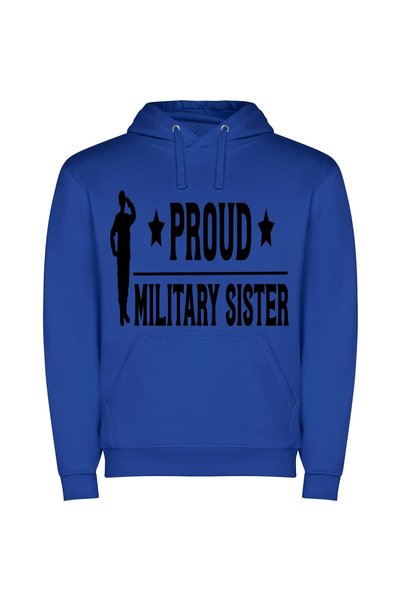iLovePrints Proud Sister's Propaganda Image Φούτερ με κουκούλα σε χρώμα Μπλε