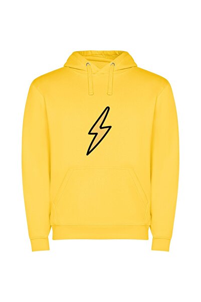 iLovePrints Yellow Thunderbolt Strike Φούτερ με κουκούλα σε χρώμα Κίτρινο