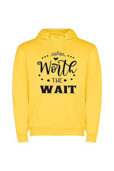 iLovePrints The Wait's Worth It Φούτερ με κουκούλα σε χρώμα Κίτρινο