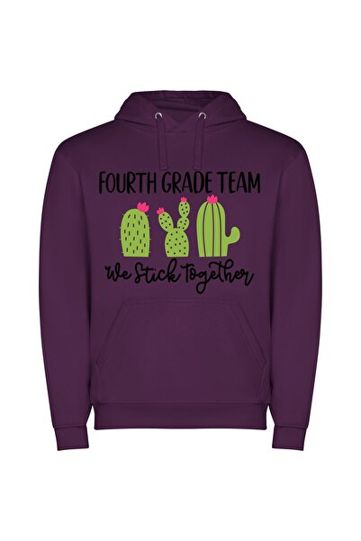 iLovePrints Cacti United: Fourth Grade Φούτερ με κουκούλα σε χρώμα Μωβ