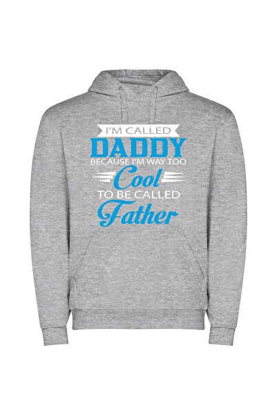 iLovePrints Blue Cool Father Vibes Φούτερ με κουκούλα σε χρώμα Γκρι