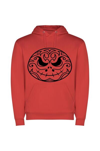 iLovePrints Monochrome Skeleton Symmetry Φούτερ με κουκούλα σε χρώμα Κόκκινο