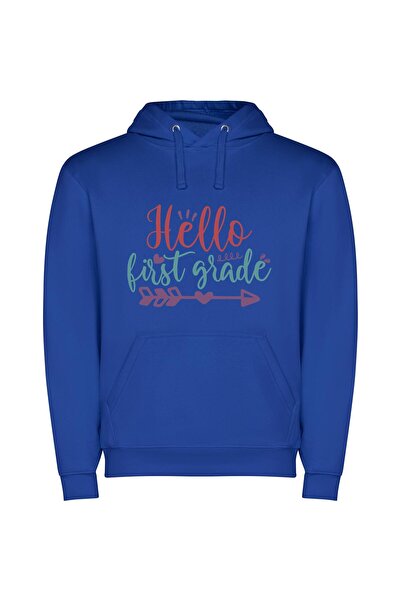 iLovePrints Charming Greetings: First Grade Φούτερ με κουκούλα σε χρώμα Μπλε