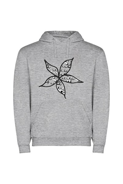 iLovePrints Enigmatic Floral Masterpiece Φούτερ με κουκούλα σε χρώμα Γκρι