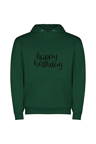 iLovePrints Classic Birthday Calligraphy Φούτερ με κουκούλα σε χρώμα Πράσινο